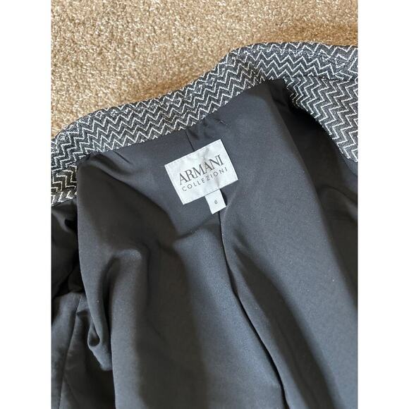 Giorgio Armani Collezioni Chevron Jacquard Blazer Black SZ 6 jacket - Picture 4 of 8